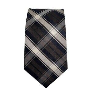 Jos A Banks Executive Collection MENS 100% Silk Brown Plaid Tie 3.5” X 59”NWT